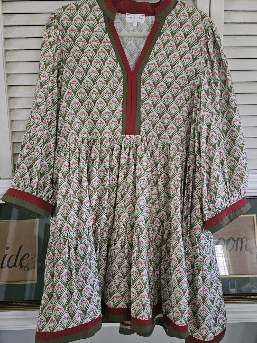 Entro Floral Block Print Babydoll Dress – Size Large